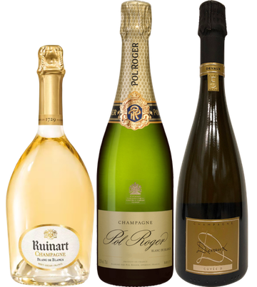 【10月限定大特価】ルイナール&ポル・ロジェ含むブラン・ド・ブラン2種飲み比べシャンパーニュ3本セット